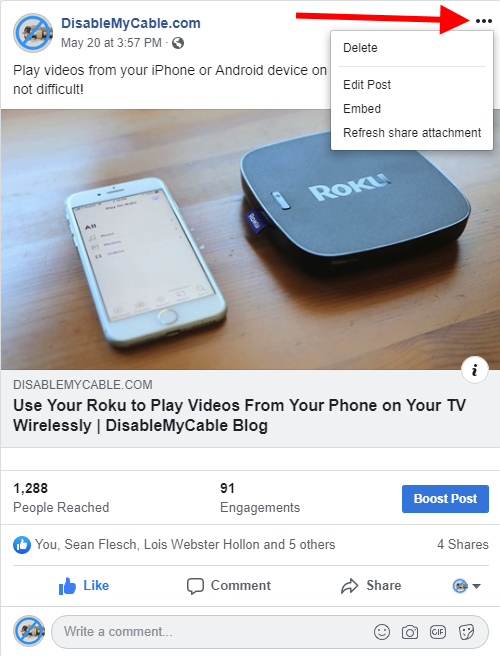 How to refresh the featured image of a site shared on Facebook