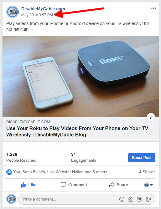 Where to click to isolate your Facebook post