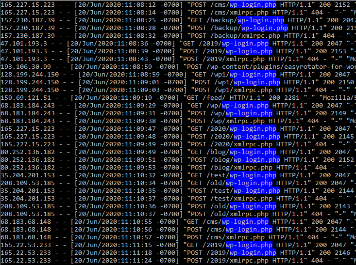 screenshot of web access log