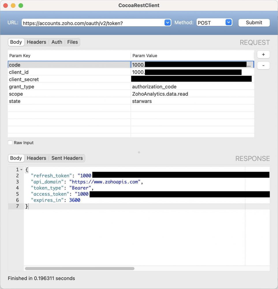 Using CocoaRestClient to get my refresh and access tokens