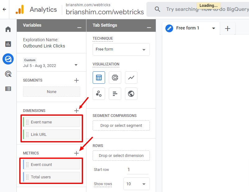 Adding Dimensions and Metrics to the Exploration