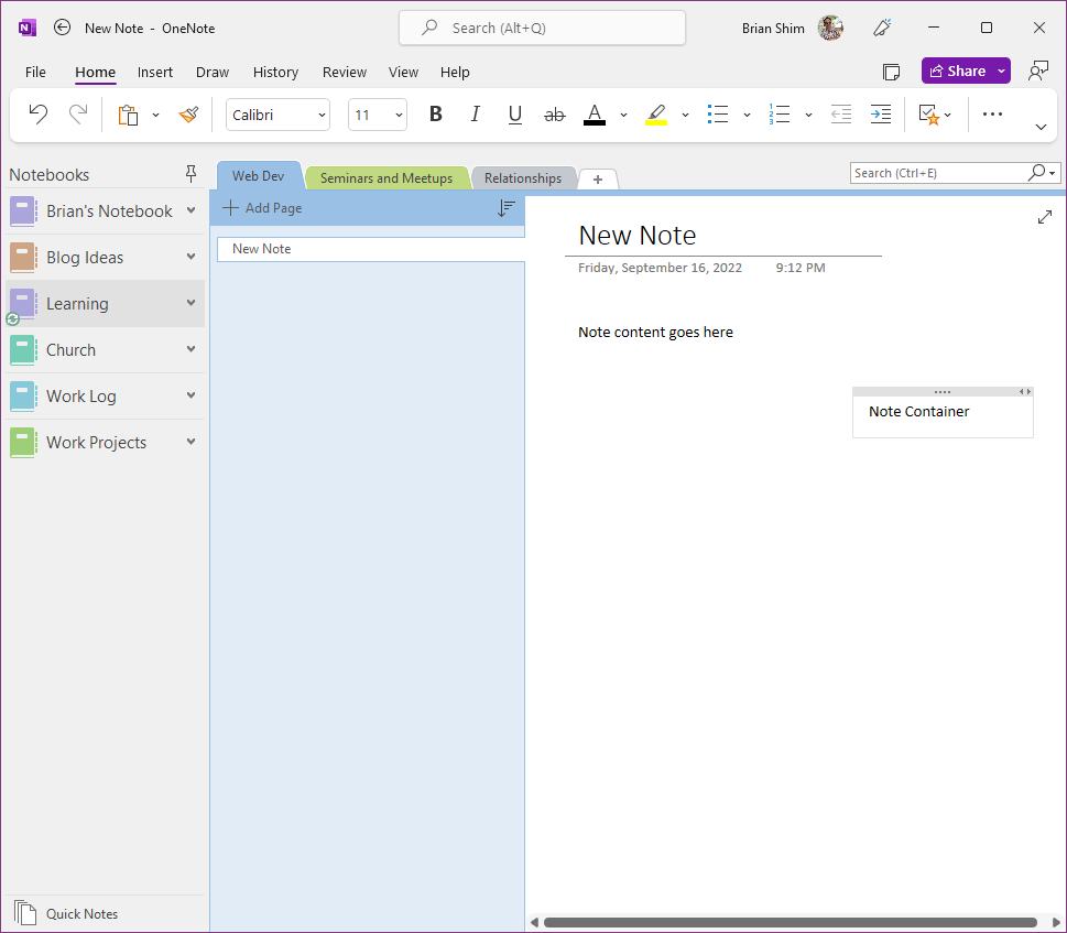 OneNote app for Windows