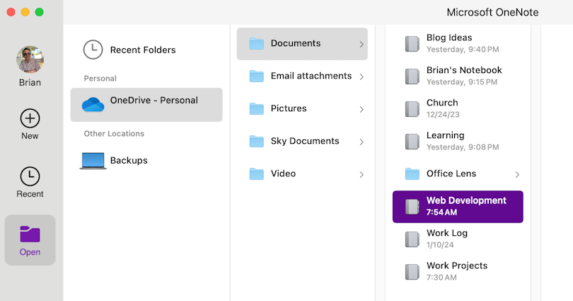 One Note files on Mac