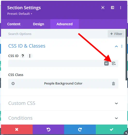 Dynamic ID and class enabled in Divi
